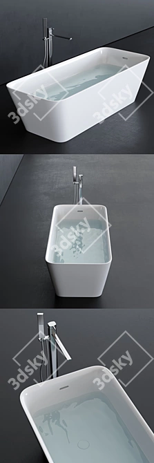 Sleek Freestanding Aquatek Bathtub 3D model image 2
