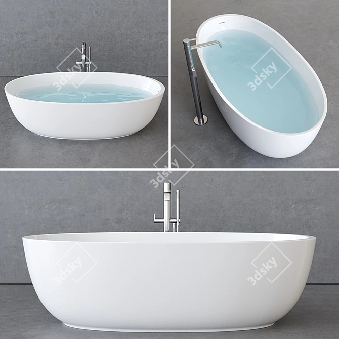 Luxury Round Freestanding Bathtub 3D model image 1