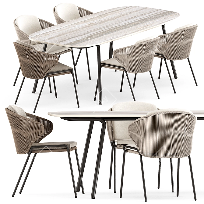 Elegant Manutti Radius Chair & Minus Table 3D model image 7