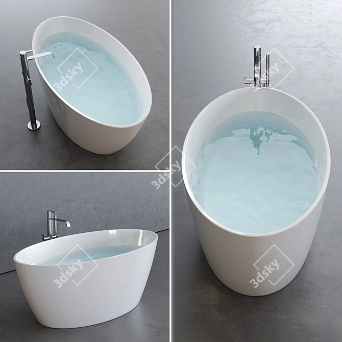 Luxury Freestanding Oval Lake Bathtub 3D model image 1