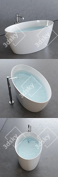 Luxury Freestanding Oval Lake Bathtub 3D model image 2