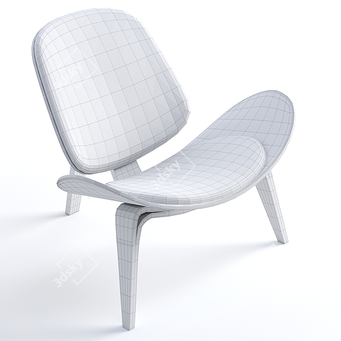 Elegant Wood & Leather Lounge Chair 3D model image 3