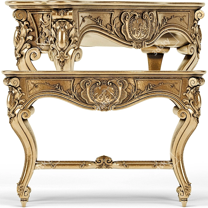 Regal Gold Leaf Louis XV Console 3D model image 1