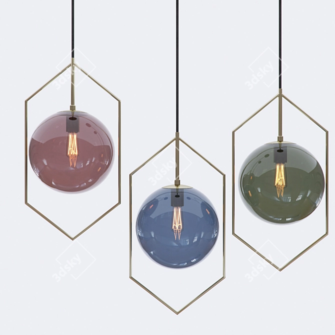 Spherical Glass Pendant Light 3D model image 1