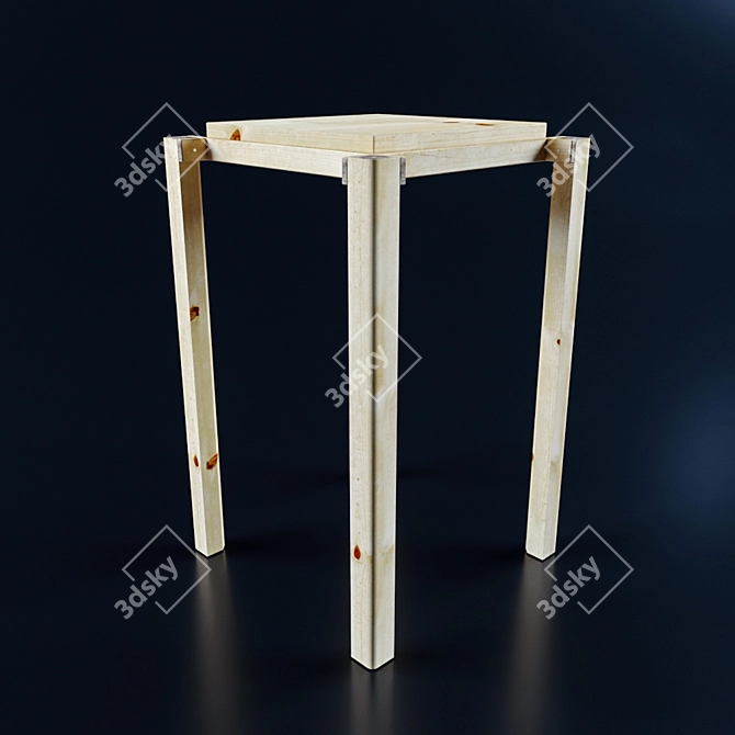 Elegant Wood Chair | Enhanced with 3D Texture 3D model image 1