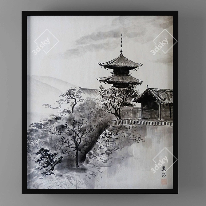 Japanese Sumi-e Picture Set 3D model image 2