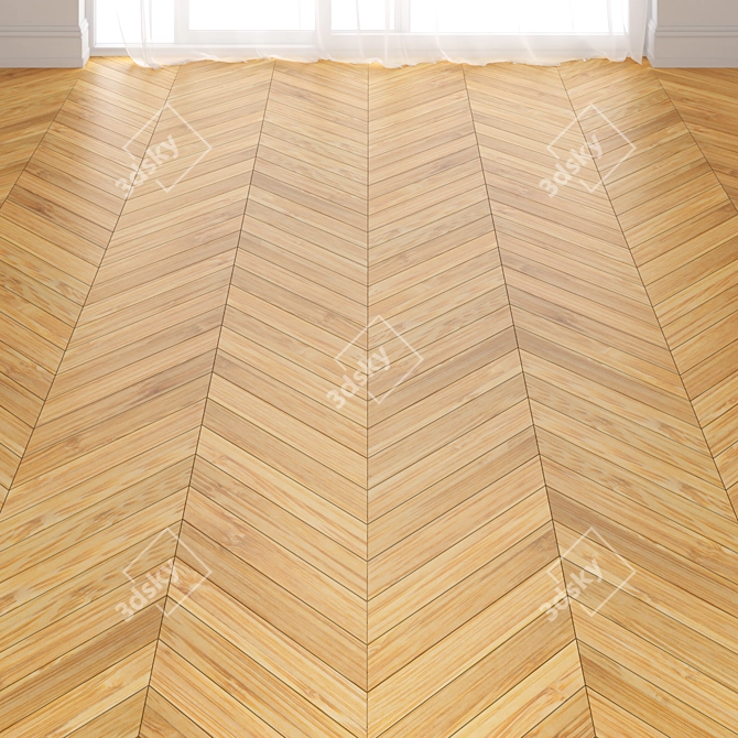 Bamboo Parquet Flooring: Laquer, Chevron, Herringbone 3D model image 2