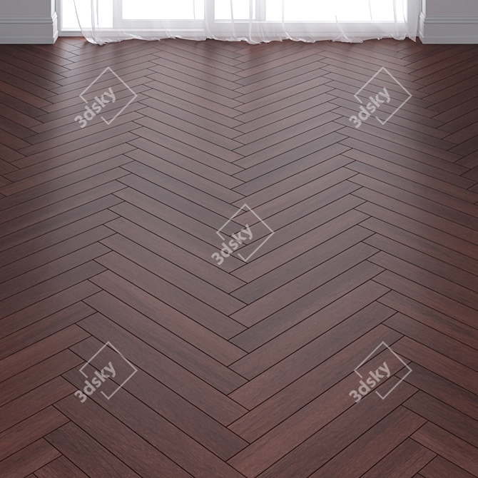 Brown Pear Wood Parquet: Deck, Chevron, Herringbone 3D model image 1