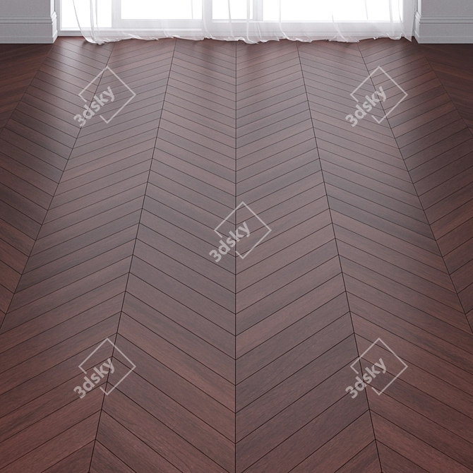 Brown Pear Wood Parquet: Deck, Chevron, Herringbone 3D model image 2