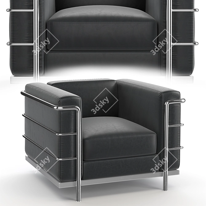 Zuo Fortress Black Armchair: Modern Comfort 3D model image 1