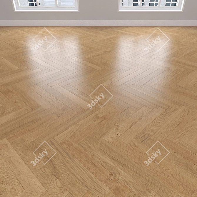 Oak Parquet: Herringbone, Linear, & Chevron 3D model image 2