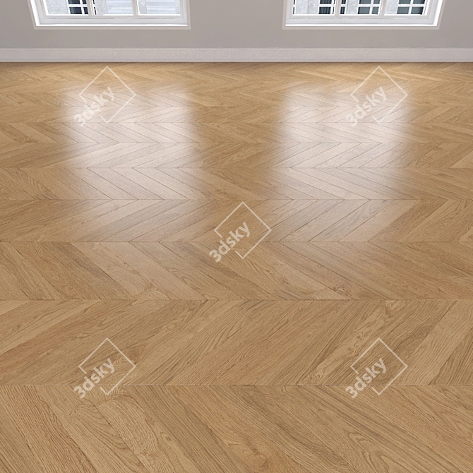 Oak Parquet: Herringbone, Linear, & Chevron 3D model image 3