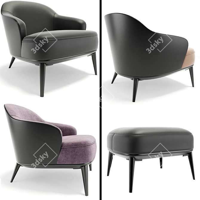 Modern Minotti Leslie Armchair Set 3D model image 2