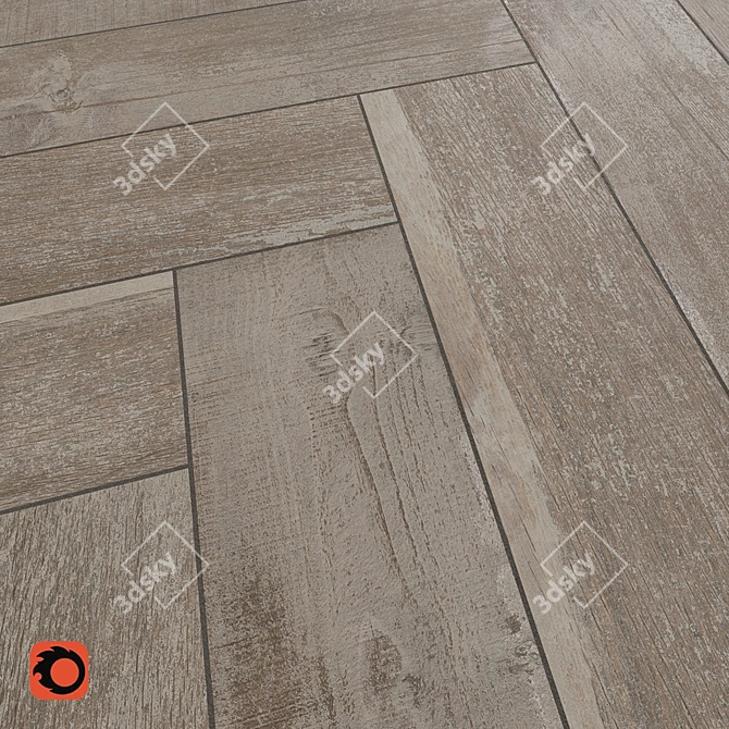 Bergen Beige Wood Tile: 12 Textures & Matte Finish 3D model image 3