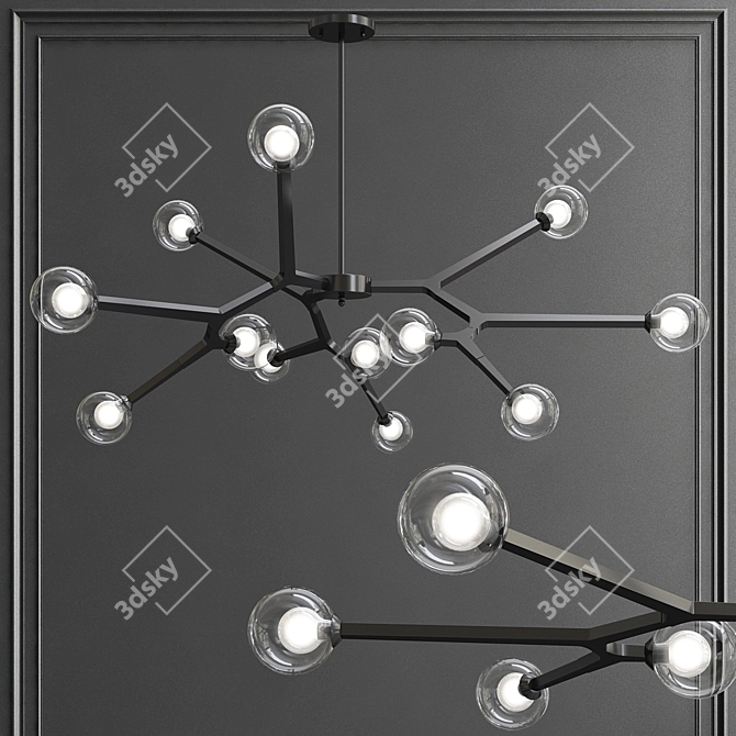 Elegant Multi-Head Glass Chandelier 3D model image 1