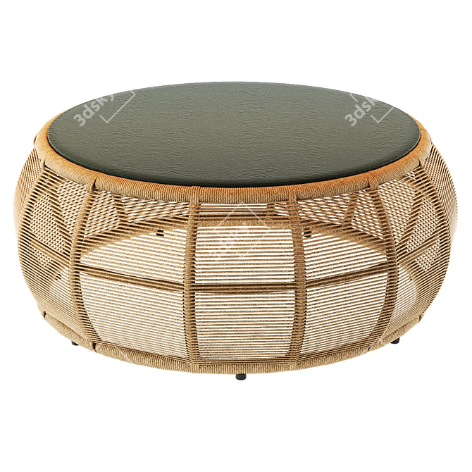 Tropical Round Wicker Garden Coffee Table 3D model image 3