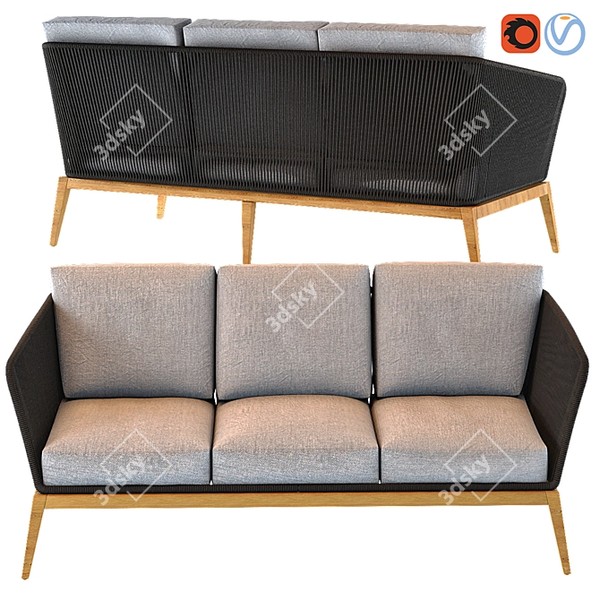 Costa Rica Anthracite Gray Woven Cord Sofa 3D model image 1