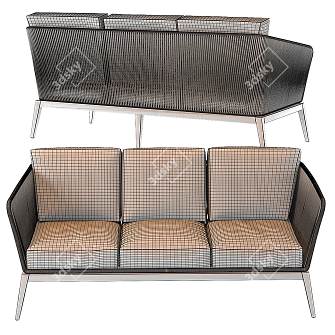 Costa Rica Anthracite Gray Woven Cord Sofa 3D model image 3