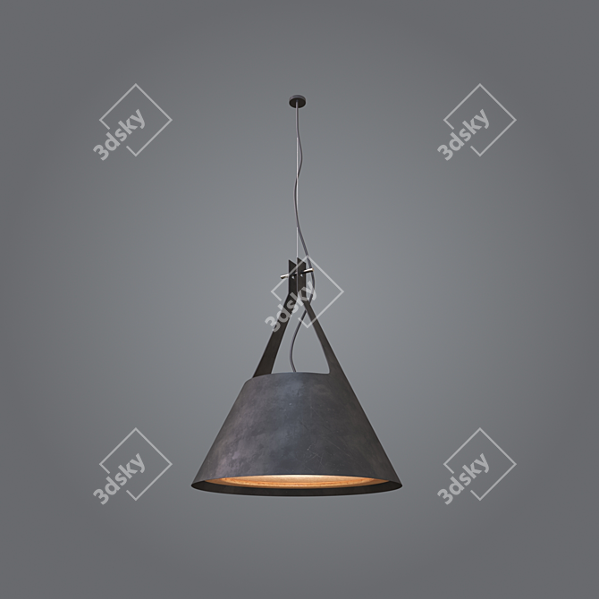 Sleek Metal and Wood Pendant 3D model image 1