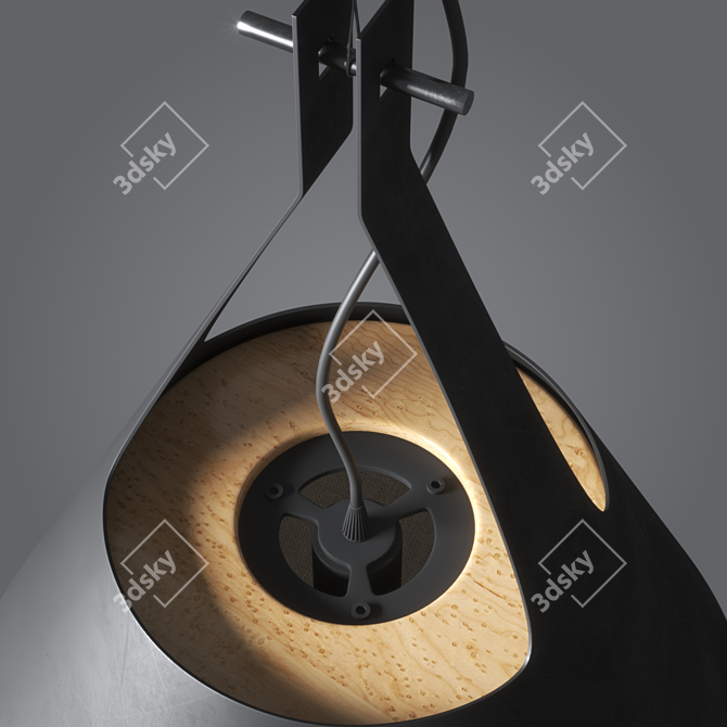 Sleek Metal and Wood Pendant 3D model image 3