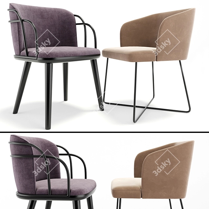 Stylish Modrest Stelle and Arven Chair - Mid Century Elegance 3D model image 1