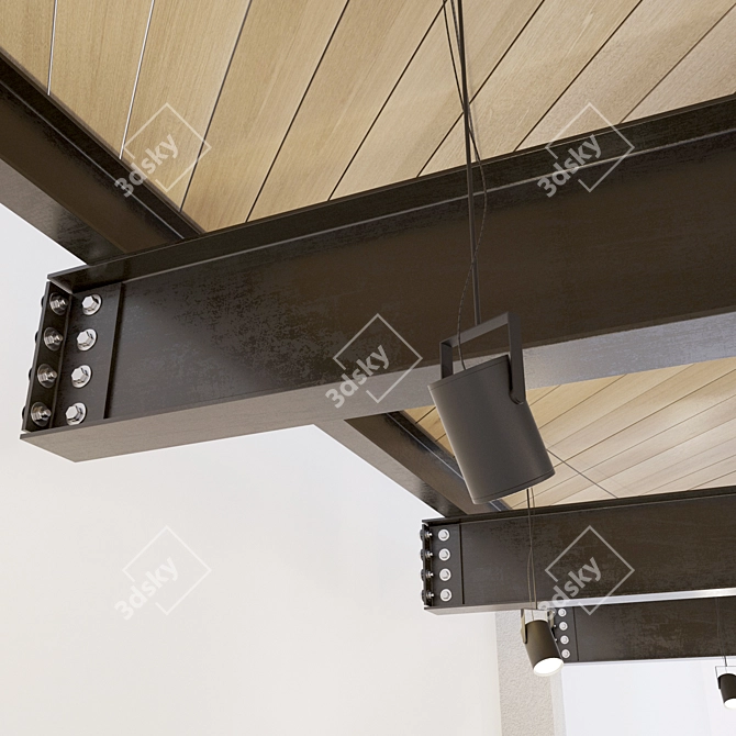 Elegant Wood-Metal Ceiling: Versatile Design Solution 3D model image 2