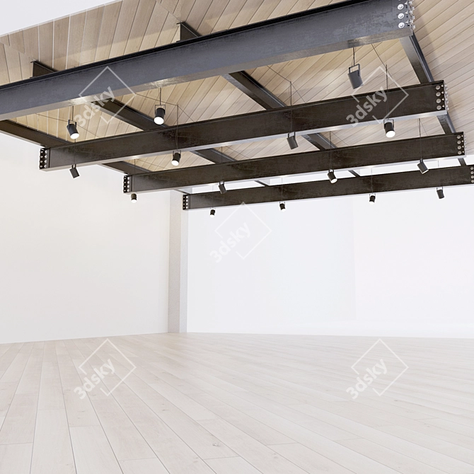 Elegant Wood-Metal Ceiling: Versatile Design Solution 3D model image 3