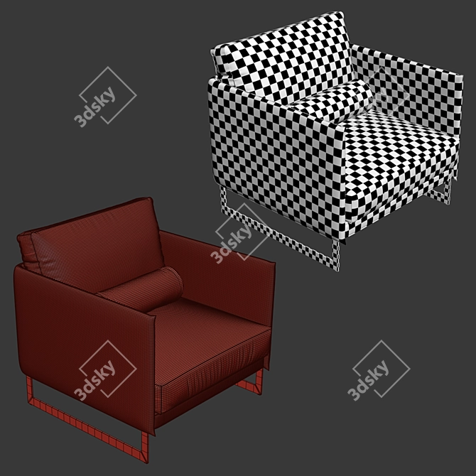 Saba Livingston Velvet Armchair 3D model image 3