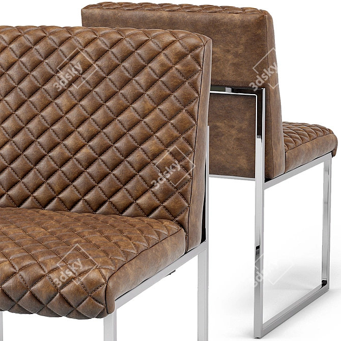 Quilted Cognac Lancaster Dining Chair: Elegant and Comfortable 3D model image 2