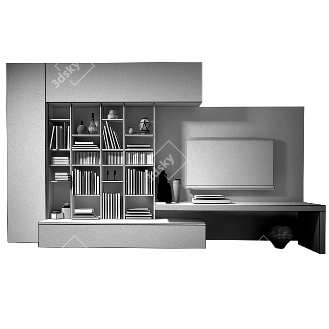 Elegant TV Wall: Electronics, Décor & More 3D model image 3