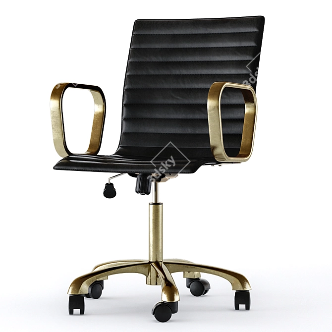 Sleek Black Leather Office Chair 3D model image 4