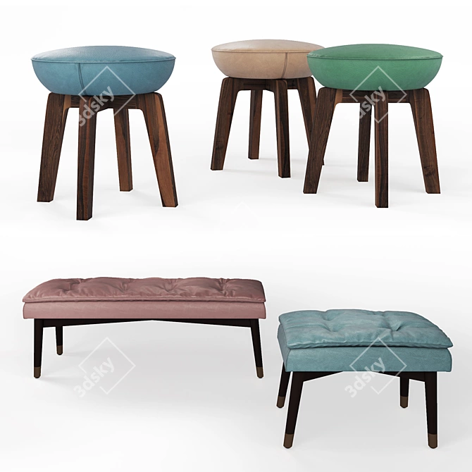 Chic Olivia & Tommi Poufs 3D model image 1