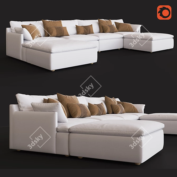 Cloud Track Arm Modular Custom Sectional 3D model image 1