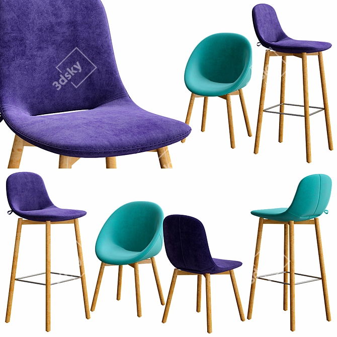 Sleek Wood Beso Chair 3D model image 1