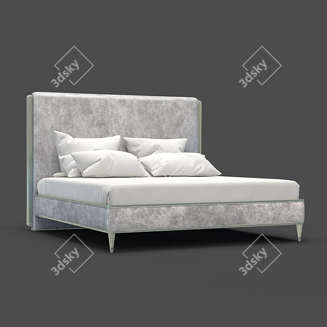 Luxury Silver Velvet Bed - Fratelli Barri Rimini 3D model image 1