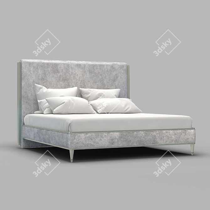 Luxury Silver Velvet Bed - Fratelli Barri Rimini 3D model image 2