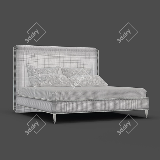 Luxury Silver Velvet Bed - Fratelli Barri Rimini 3D model image 3