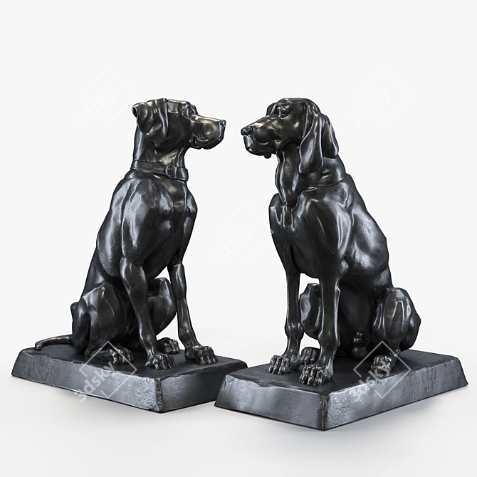 Title: Elegant Dog Sculptures for Home Decor 3D model image 1