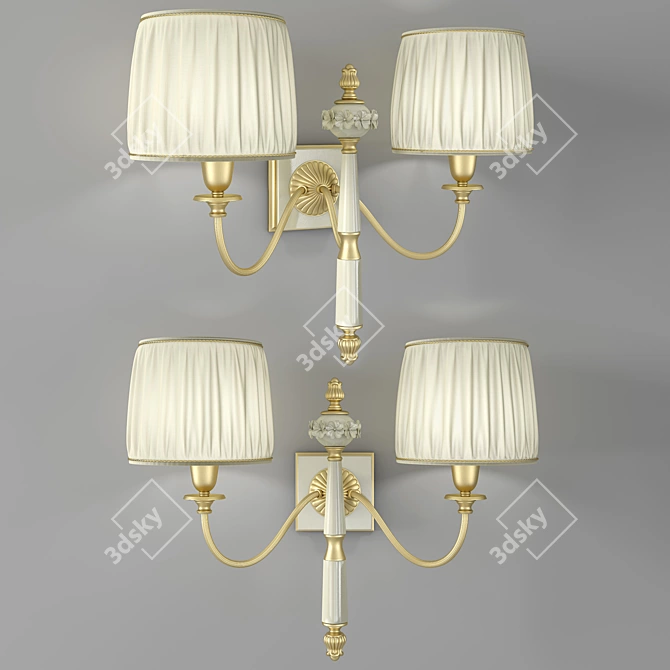 Elegant Double-Light Wall Fixture 3D model image 1