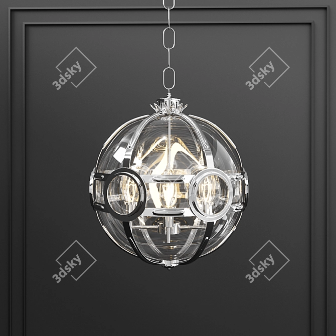 Amsterdam Pendant Light: Sleek Metal and Glass Design 3D model image 1