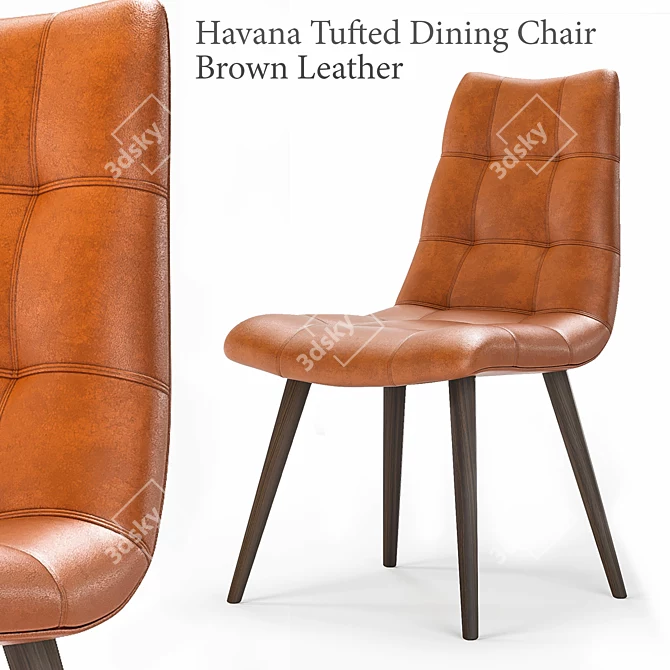 Elegant Havana Brown Leather Chair 3D model image 1