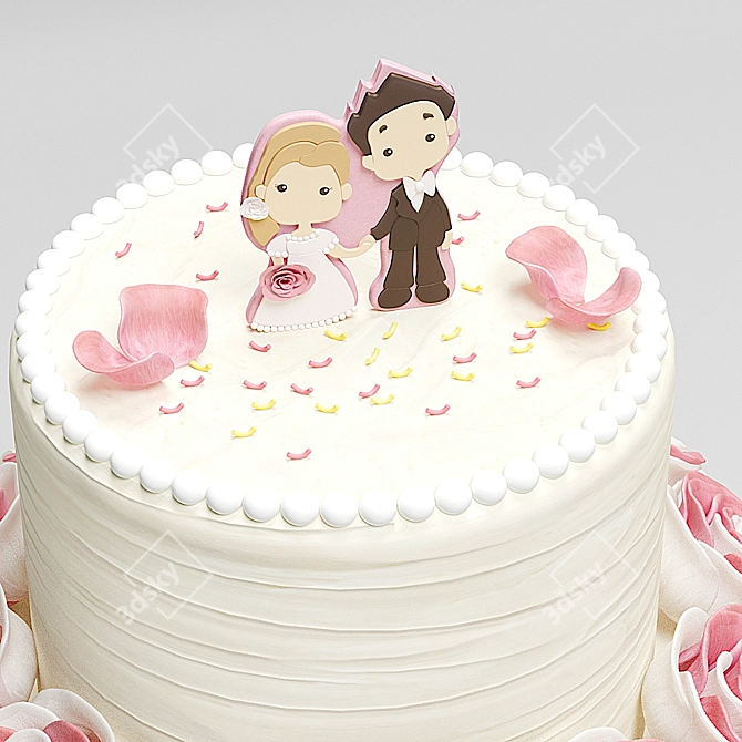 Elegant Wedding Cake Masterpiece 3D model image 2