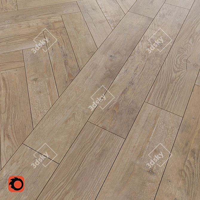 Golden Tile Timber Wood Floor Tile 3D model image 2