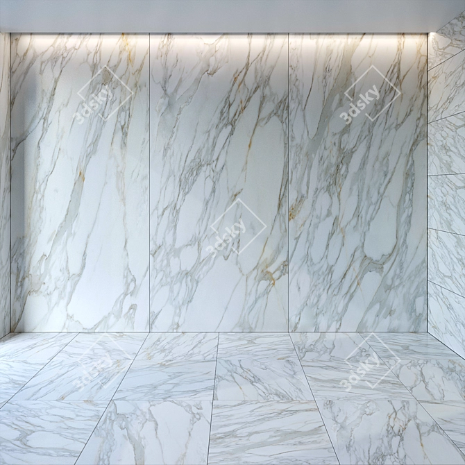 Elegant Borghini White Tile 3D model image 1