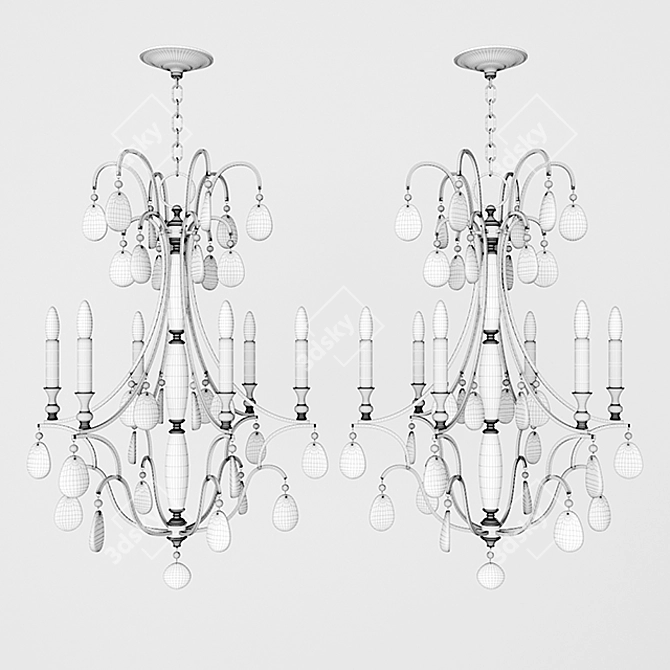 Elegant Crawford Chandelier in Aged Brass or Polished Nickel 3D model image 3