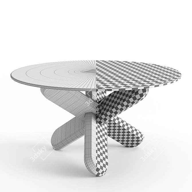 Sleek Oak and Black Ding Coffee Table 3D model image 3