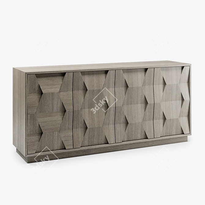 Handcrafted Linea Oak Buffet 3D model image 1