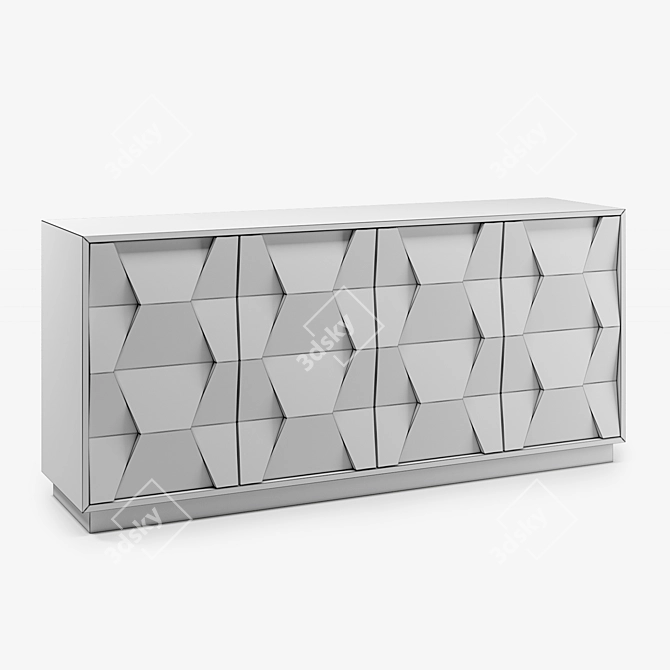 Handcrafted Linea Oak Buffet 3D model image 2