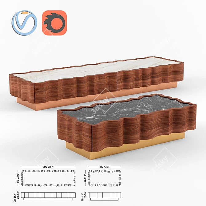 Elegant IL Pezzo Coffee Table 3D model image 1