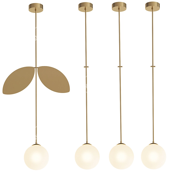 Modern Gold and White Chandelier 3D model image 1